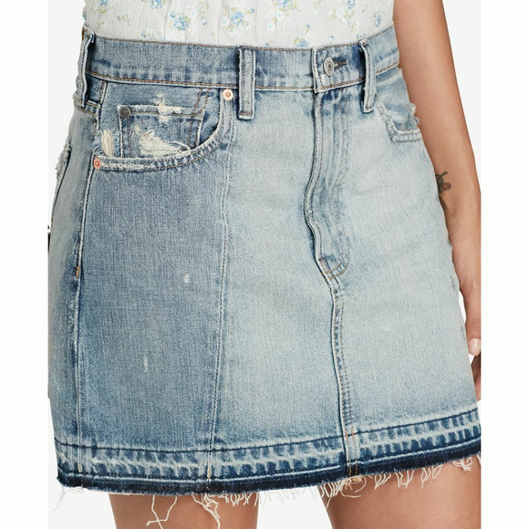 Denim Supply Ralph Lauren Frayed Denim Skirt Curti - Picture 1 of 8